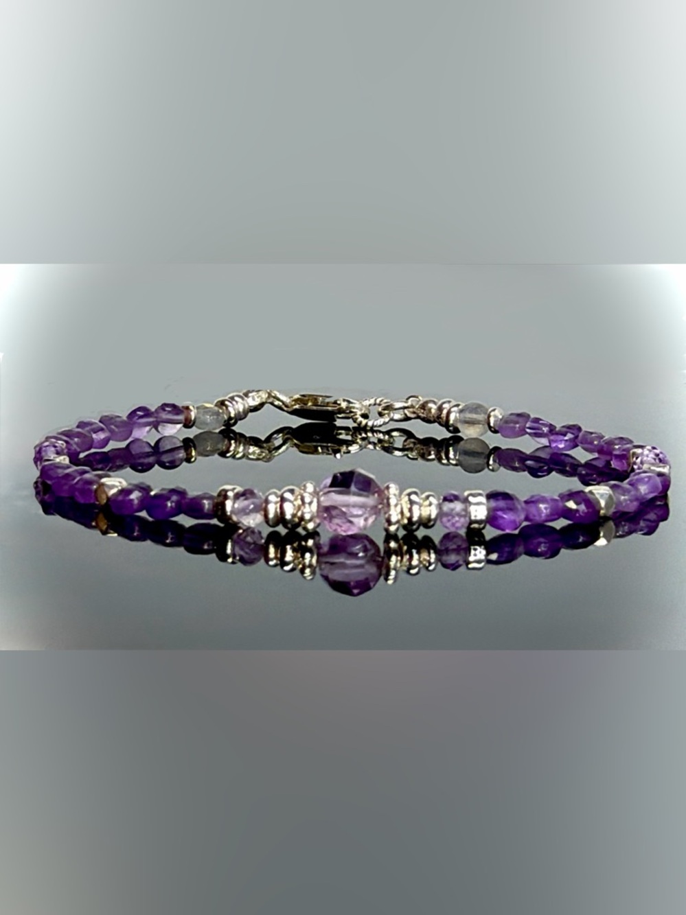 Amethyst Gemstone Bracelet in Sterling Silver
